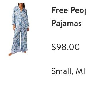 Size small free people silk pajama set